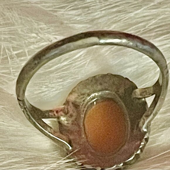 Antique VICTORIAN Carved Shell LADY CAMEO Sterling Silver & MARCASITES RING 7! - Picture 10 of 12